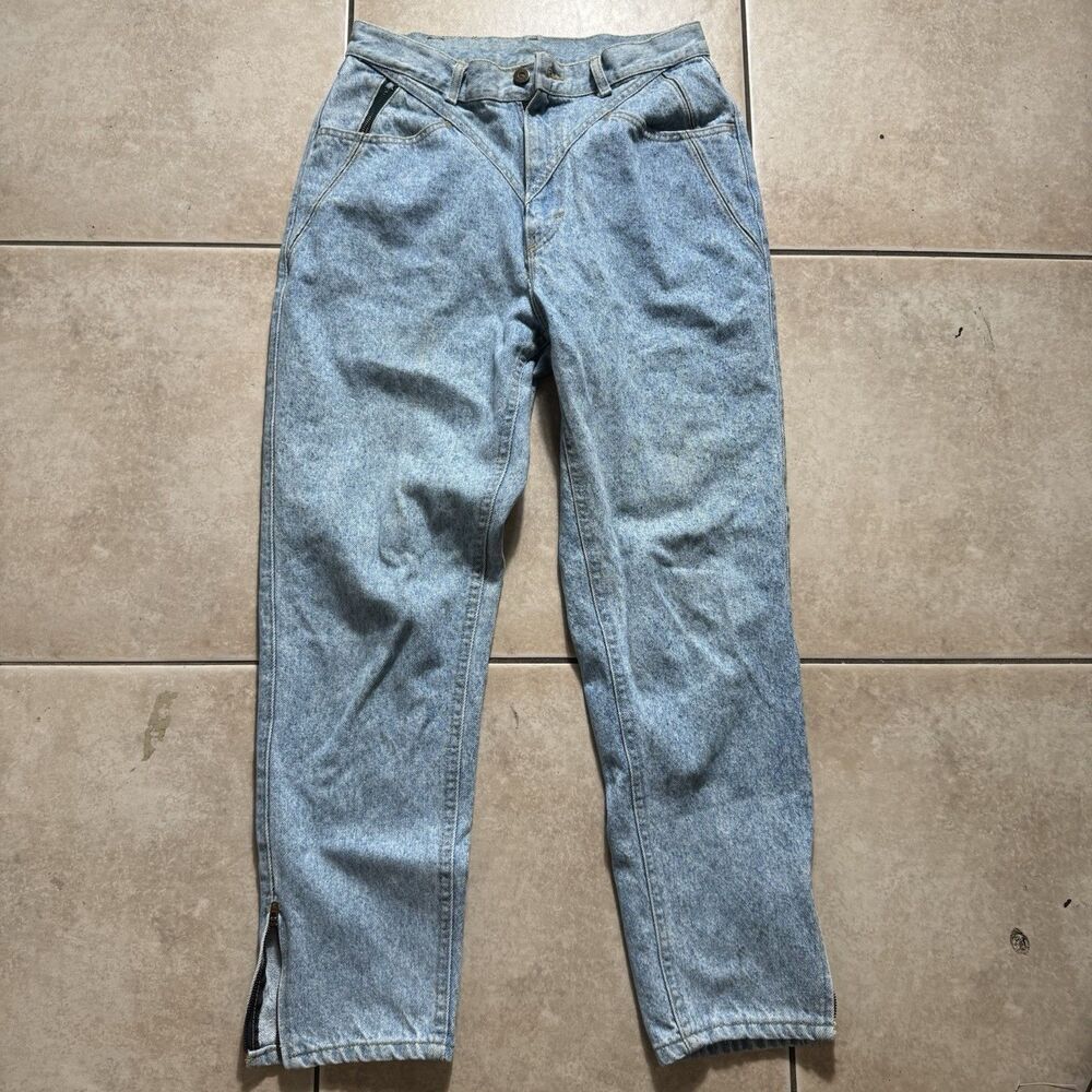Vintage Lee Jeans Women’s 13M 30x28 Medium Wash Stone Wash Denim Made In USA